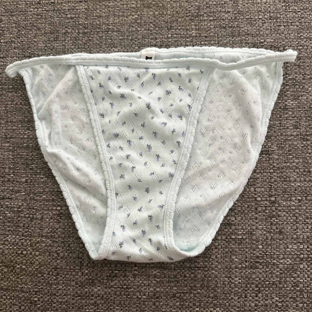PINK Victoria’s Secret Light Blue Floral String Bikini Panty